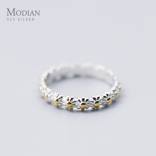 Modian Stackable Tiny Sun Flower Sterling Silver 925 Ring for Women Gift Cute Plant Finger Ring Original Fine Jewelry 2020 New - Allofbeauty