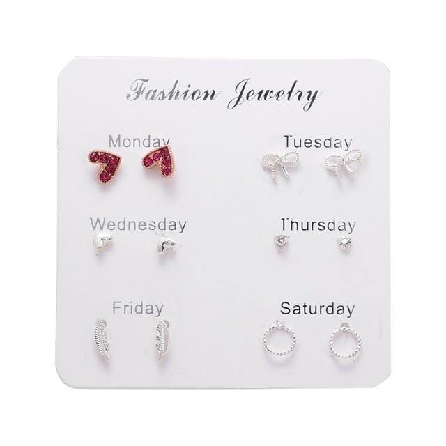 FNIO Women's Earrings Set Pearl Earrings For Women Bohemian Fashion Jewelry 2020 Geometric Crystal Heart Stud Earrings - Allofbeauty