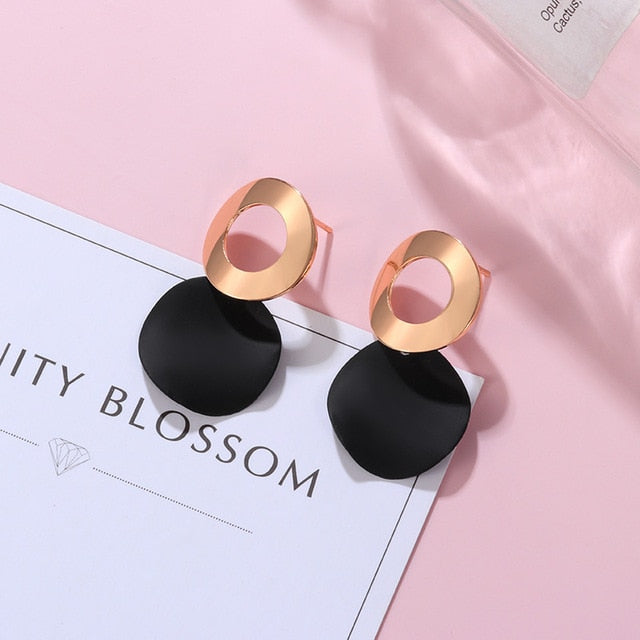 POXAM New Korean Statement Earrings for women Black Cute Arcylic Geometric Dangle Drop Gold Earings Brincos 2020 Fashion Jewelry - Allofbeauty