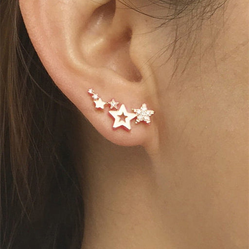 Huitan Hot Selling Simple Stylish Star Women Drop Earrings Shiny White Zircon Exquisite Versatile Female Earring Fashion Jewelry - Allofbeauty