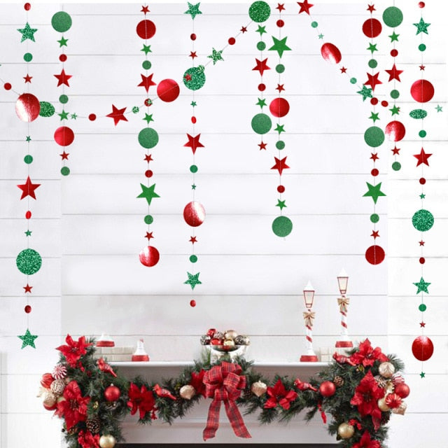 Merry Christmas Decorations for Home 4M Twinkle Star Paper Garland New Year 2021 Noel ChristmasTree Ornaments Kerst 2021 Navidad